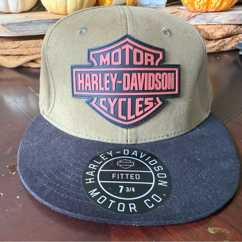 Harley-Davidson Greenish Tan and Black Cap